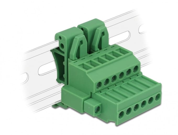 Delock Terminal block set for DIN rail 6 pin with screw lock