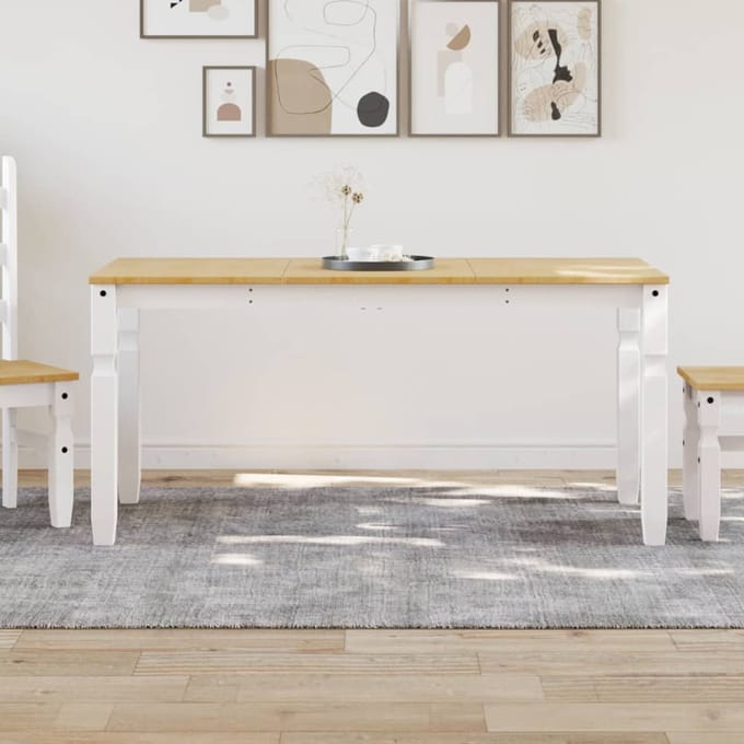vidaXL - Eettafel - Corona - 160x80x75 - cm - massief - grenenhout - wit