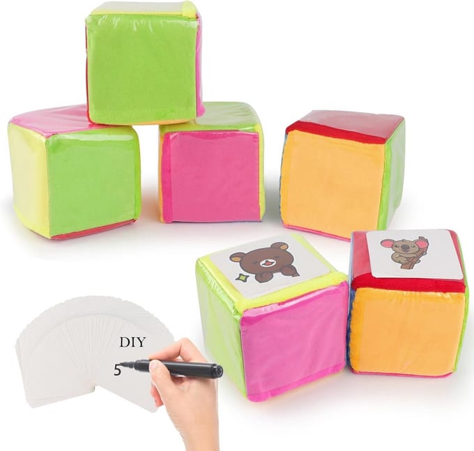 4 Stuks Zachte Schuim Educatieve Dobbelstenen met Opbergtas