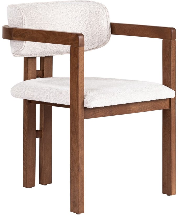 Asir - Stoel - Wit, walnoot - Frame: 100% beukenhout - 85 x 58 x 58 cm
