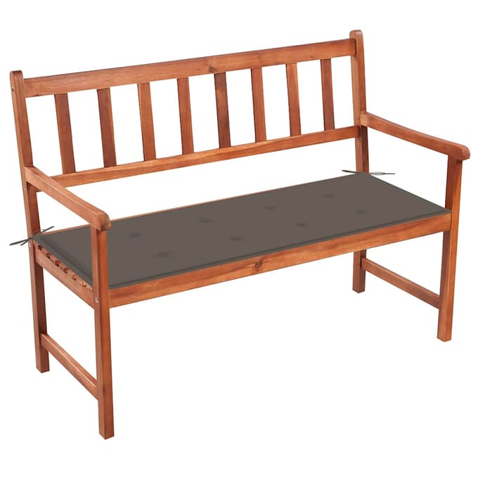 vidaXL - Tuinbank - met - kussen - 120 - cm - massief - acaciahout