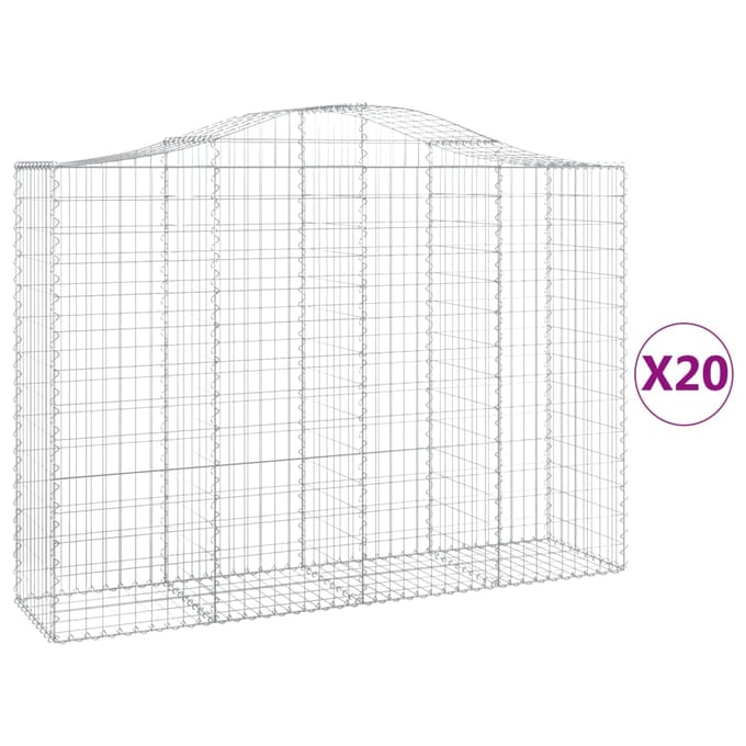 vidaXL - Schanskorven - 20 - st - gewelfd - 200x50x140/160 - cm - ijzer