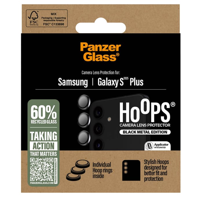 PanzerGlass Screenprotector geschikt voor Samsung Galaxy S25 Plus Glazen | PanzerGlass Hoops Camera Lens Protector - Case Friendly