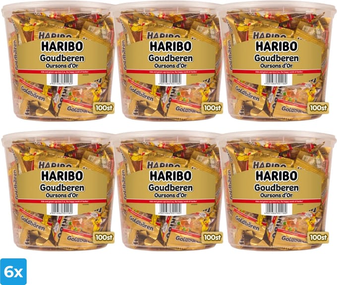 Haribo Goudberen Zakjes (6x 100 stuks)
