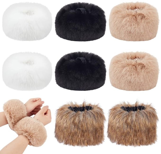 Dailygoods - Set van 4 Multifunctionele Imitatiekonijnenbont Polswarmers voor de Winter
