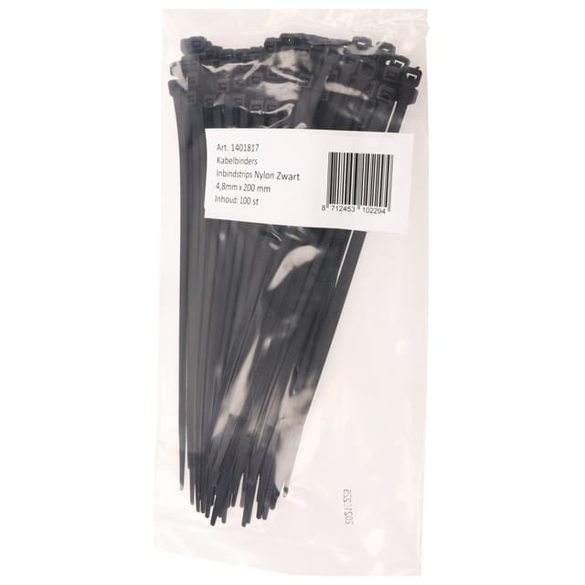 Kabelbinders IEZZY nylon 4.8x200mm D 49.5mm zwart 100 stuks