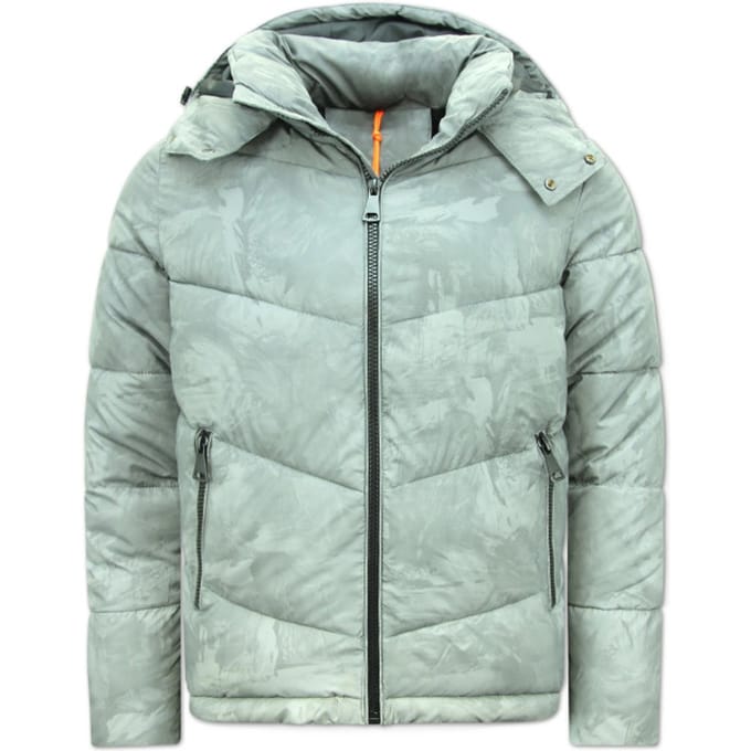 Puffer Jacket - Jassen Heren Winter Capuchon - Grijs / Reflector