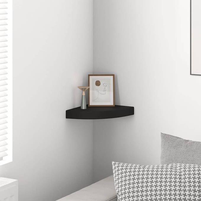 vidaXL - Hoekschap - zwevend - 25x25x3,8 - cm - MDF - zwart