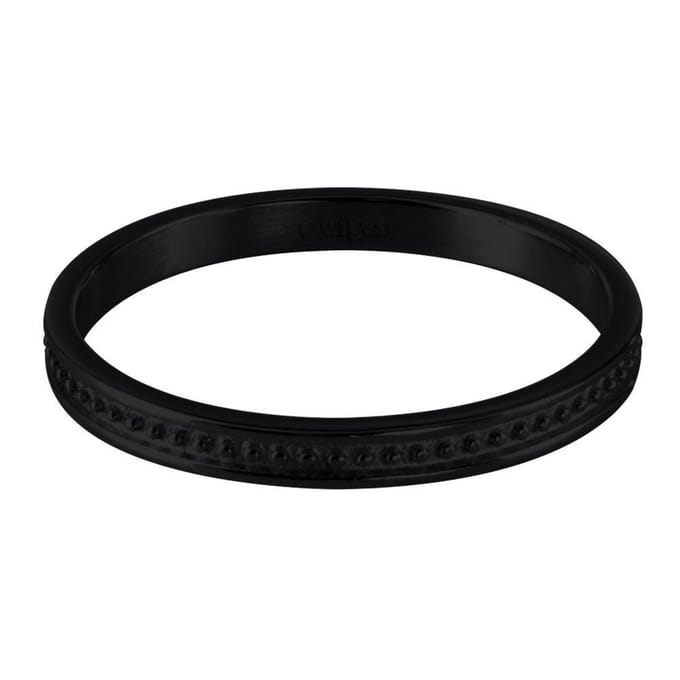 Quiges Stapelring Dames - Vulring Bolletje - RVS Zwart - Maat 20 - Hoogte 2mm