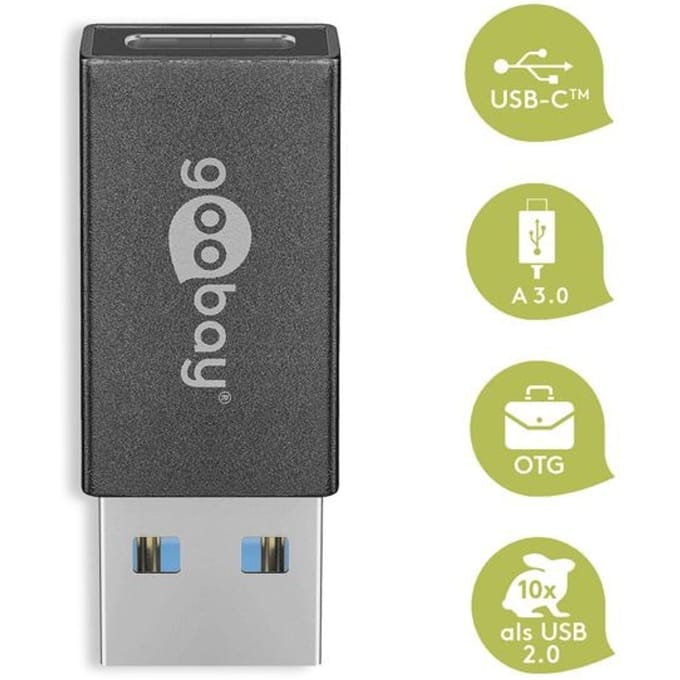 USB 3.2 GEN 1 (USB 3.0) Adapter - USB-C naar USB-A - 5Gbit/s - USB adapter model - Zwart