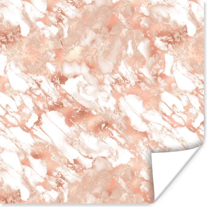 Poster Marmer - Rosé - Wit - Luxe - 100x100 cm XXL