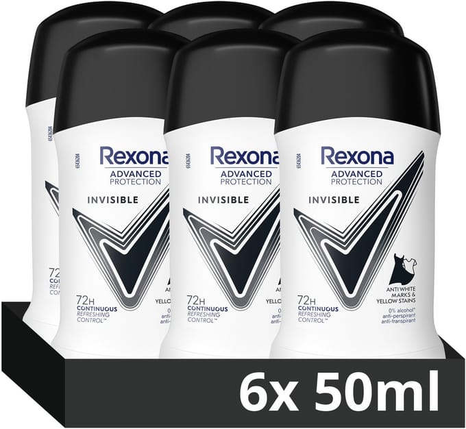 Rexona Women Advanced Protection Anti-Transpirant Stick - Invisible - met Continuous Refreshing Control Technologie - 6 x 50 ml