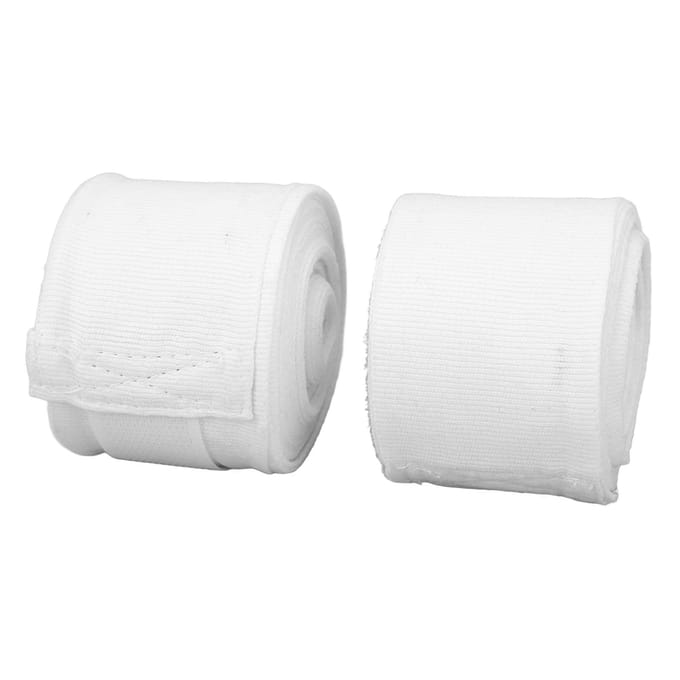 2 stuks boksbandages van katoen, 5 m, snel drogend, semi-elastisch, klittenbandontwerp, sportbandages voor wit