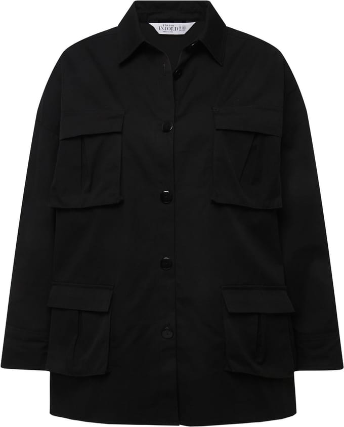 Studio Untold - Dames - Overhemdjasje oversized utility-stijl overhemdkraag - Zwart - Maat M
