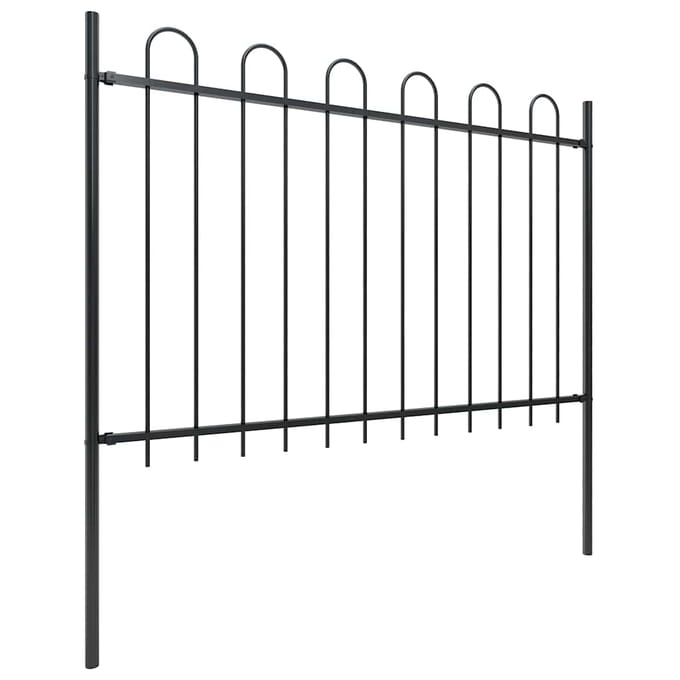 vidaXL - Tuinhek - met - ringtop - staal - 1005x120 - cm - zwart
