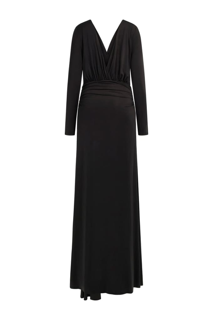GUESS Olivia V Neck Ls Dre Jet Black A996 Maat: 40 | Maxi Jurken Outlet | Dames | Zwart