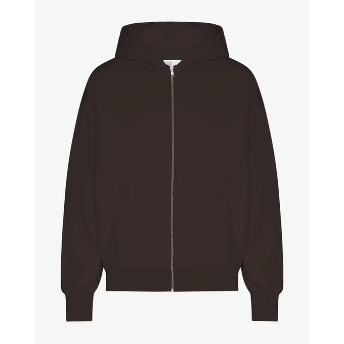 Oversized hoodie met volledige rits Colorful Standard Organic Coffee Brown