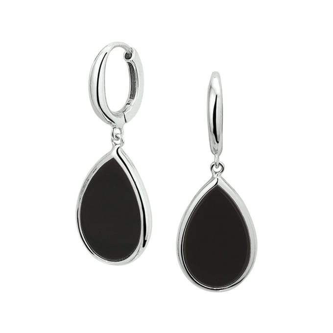 Glams klapoorringen onyx - Zilver