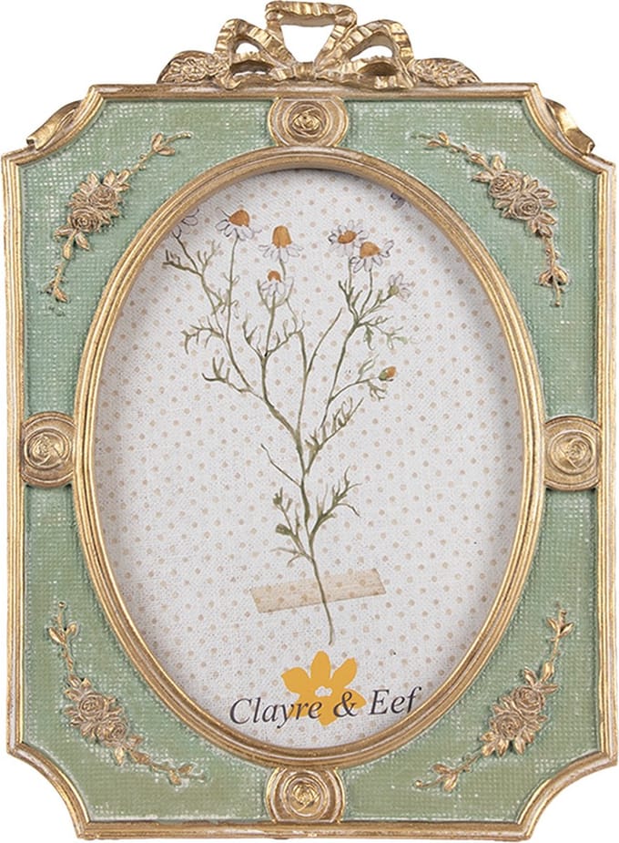 Clayre & Eef Fotolijst 13x18 cm Groen Goudkleurig Polyresin