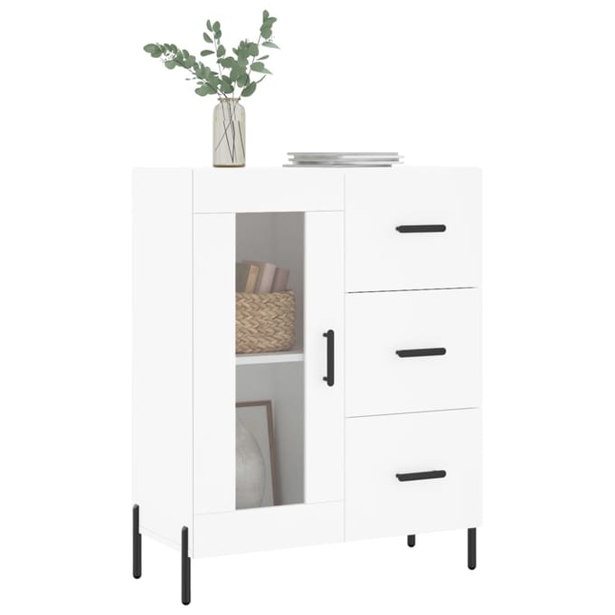 vidaXL - Dressoir - 69,5x34x90 - cm - bewerkt - hout - wit