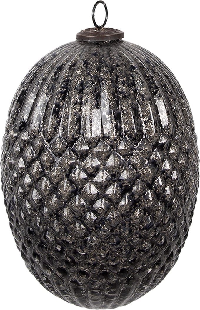 Clayre & Eef Kerstbal Overig Ø 17x25 cm Zwart Glas Kerstballen