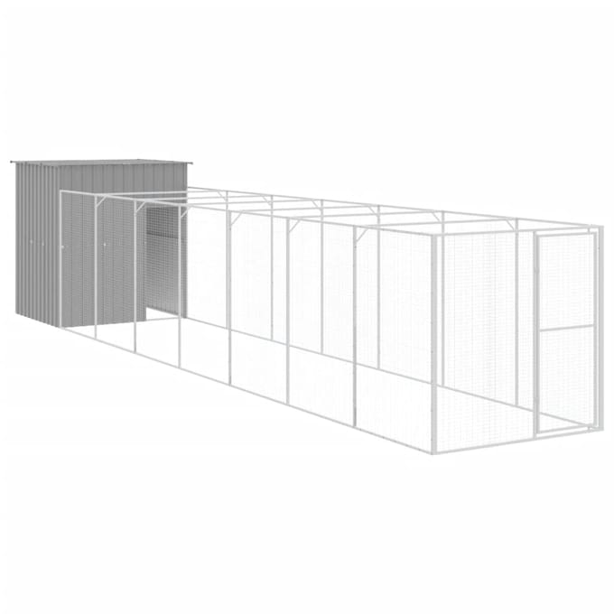 Hondenren met Huisje Lichtgrijs 165 x 863 x 181 cm Gegalvaniseerd Staal
