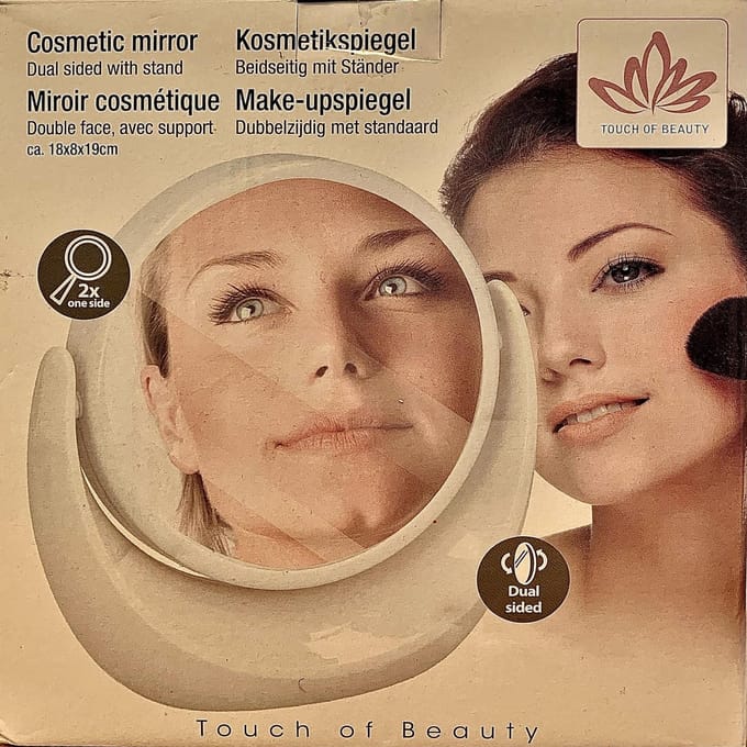 Make-up Spiegel Wit - 18x8x19CM - Dubbelzijdig Met Standaard