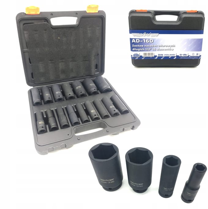 16-delige Hamerset 1/2" 10-32mm Cr-Mo Staal