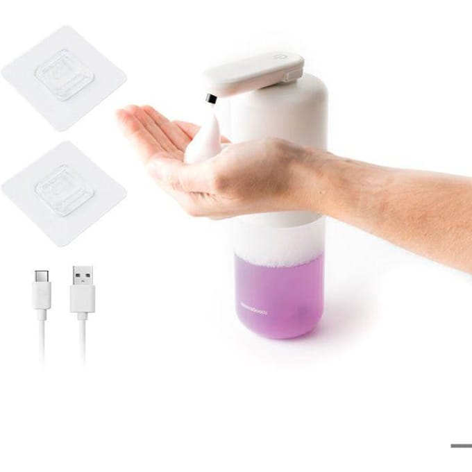 Distributeur de Savon Automatique - InnovaGoods - Rechargeable - 350 ml - Touch Free - Design Moderne blanc