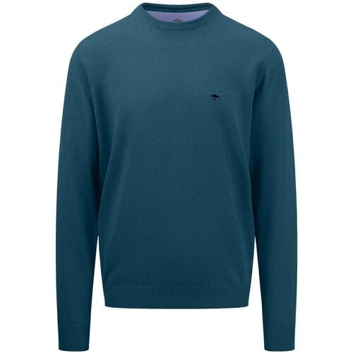 Fynch-Hatton Trui Uni Color O-Neck Superfine Cotton Dark Teal / male