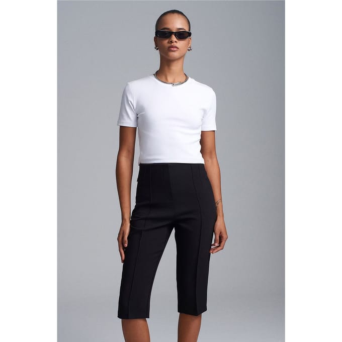 Hoge taille Rechte Capri Shorts Met Splits