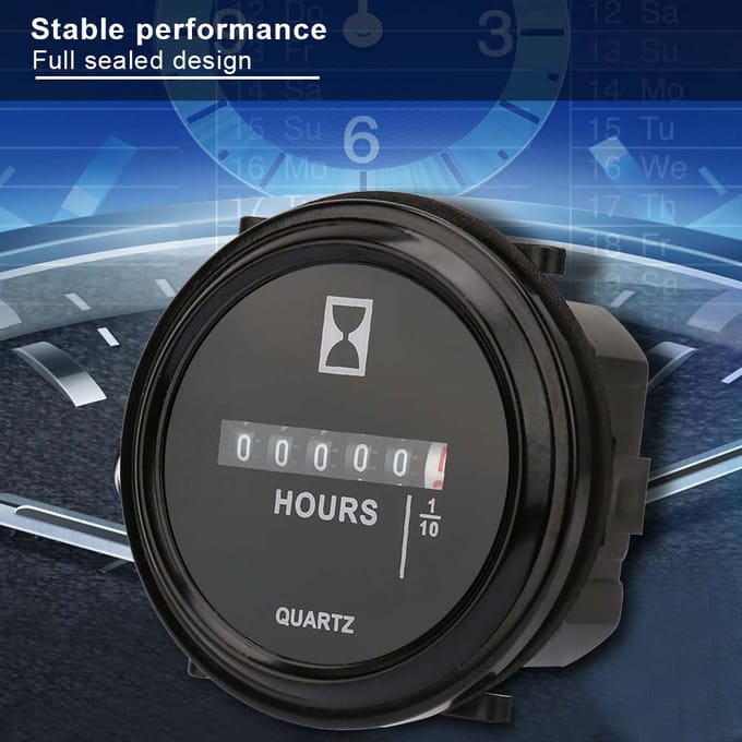 Compteur horaire à quartz 680 V CA/CC 99 999,9 heures pour moteur et générateur black