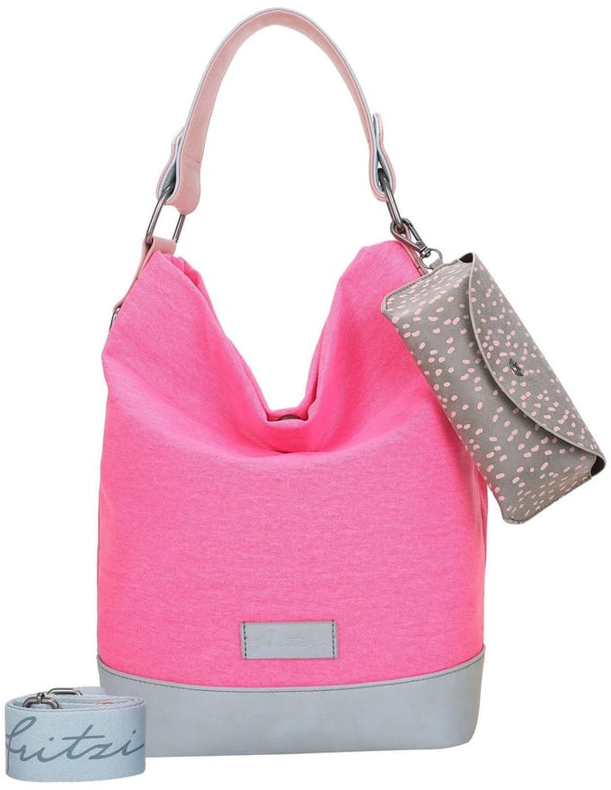 Fritzi aus Preußen schoudertas Canvas Izzy07 Olga Hobo Bag Neon Pink neonroze
