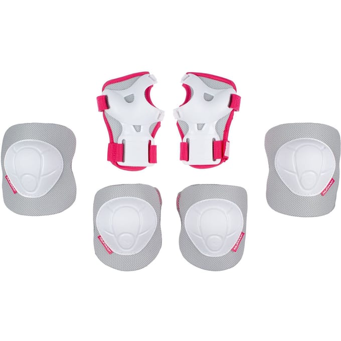 Nijdam Skate Beschermset Kinderen - White Out - Wit/Fuchsia - M
