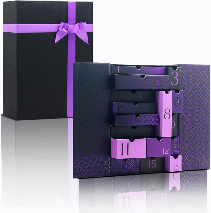 Luxe Geschenkdoos met 16 Magnetische Lades - Paars