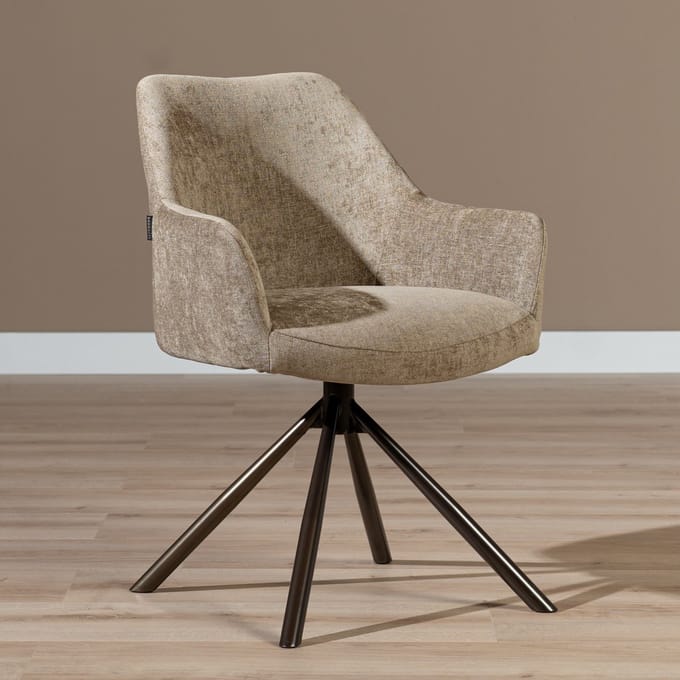 Bronx71® Eetkamerstoel Kay draaibaar taupe - stoel