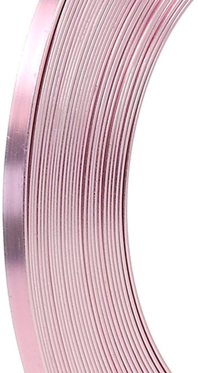 Aluminium plat draad, roze, 5mm, 10m, bloemstukken, knutseldraad