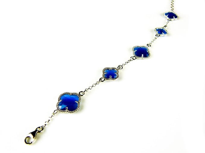 model 5 fiori armband in zilver blauw