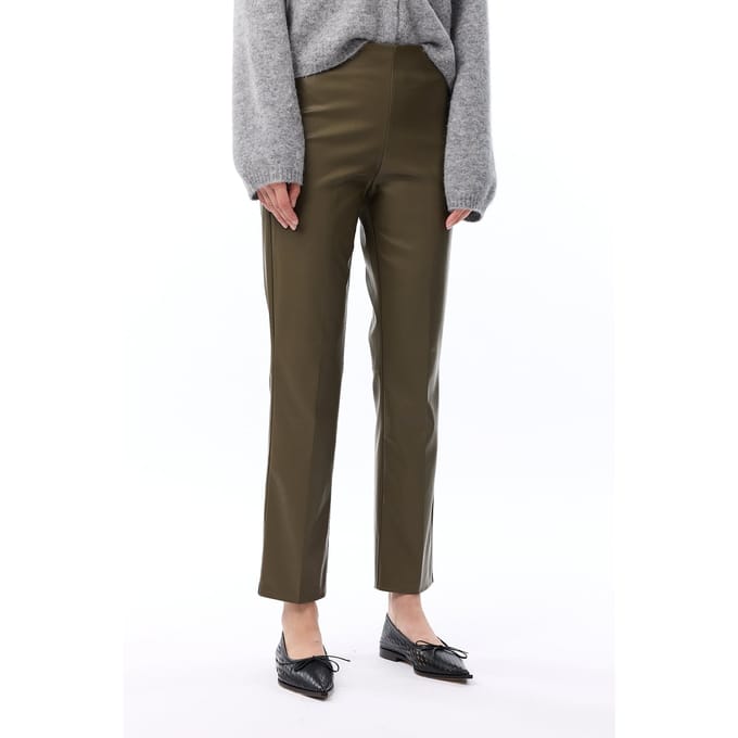 Knitted Cleo Pants Dark Olive Größe: S | Straight Jeans Outlet | Damen | Grün