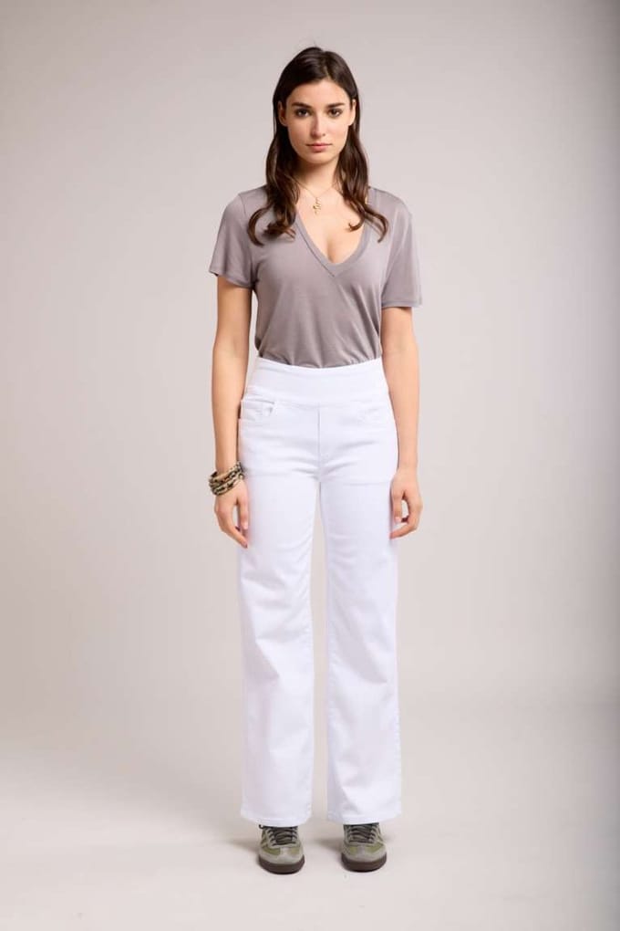 Toxik3 - Broek hoge taille jog denim wit straight extra comfy