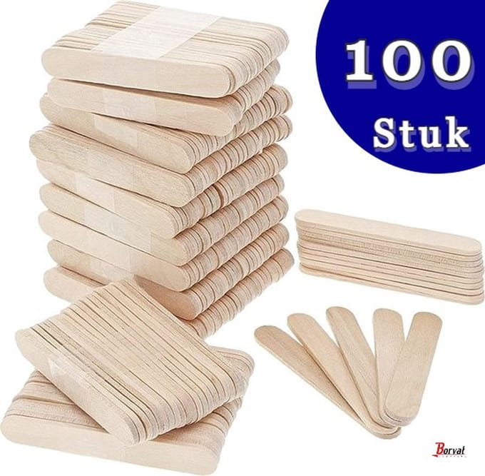 Borvat® | 100X naturel ijsstokjes knutselhoutjes 11,5 cm x 1 cm