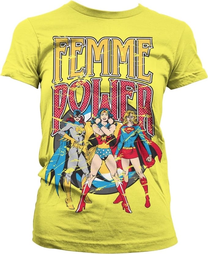 DC Comics Femme Power Girly T-shirt voor dames, geel