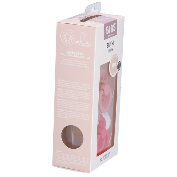 BIBS Boheme Fopspeen - 0-6 mnd - 2-pack - Rond - Dusty Pink/Coral