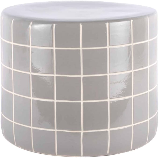 Leitmotiv Bijzettafel Retro Tiles Low - Lichtgrijs - Ø42cm - Modern