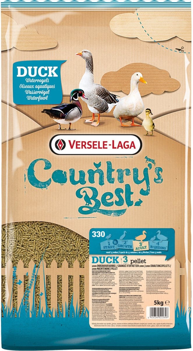 Versele-Laga Country`s Best Duck 3 Pellet 2mm Watervogel 5 kg Van 13 Weken