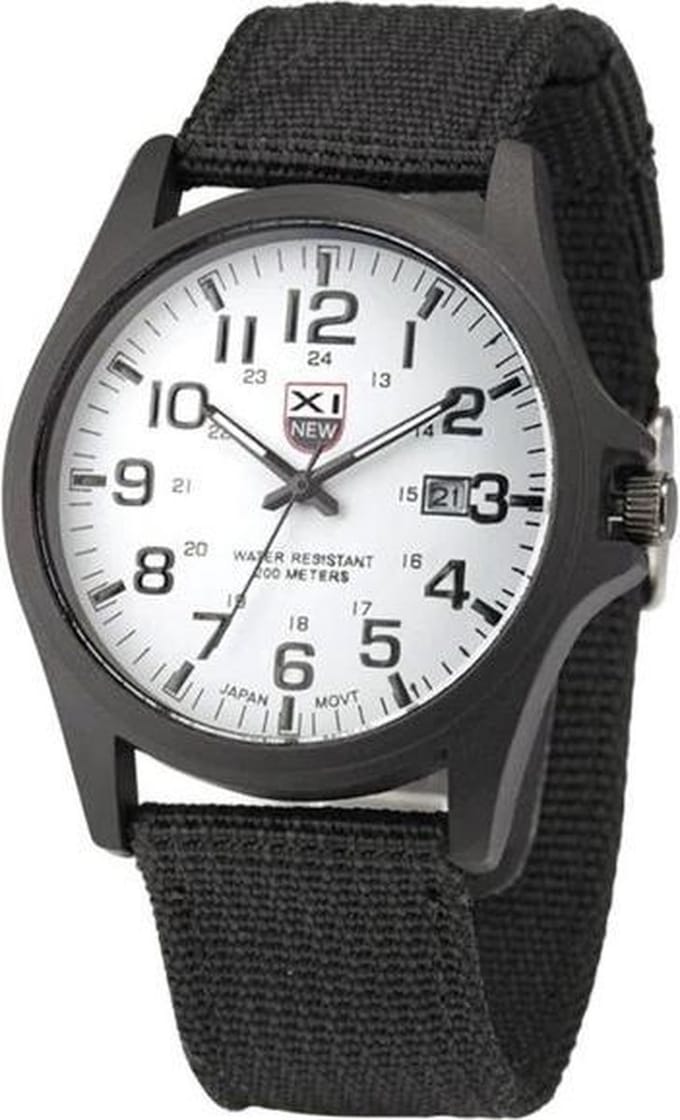 New Military Horloge Zwart / Wit | Nylon | Ø 40 mm