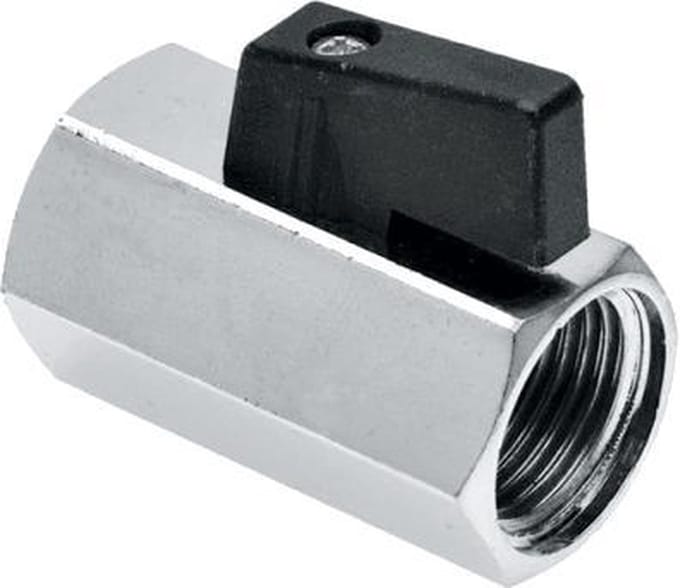 Bonfix Minikogelkraan met zwarte knop binnendraad 1/4inch x 1/4inch
