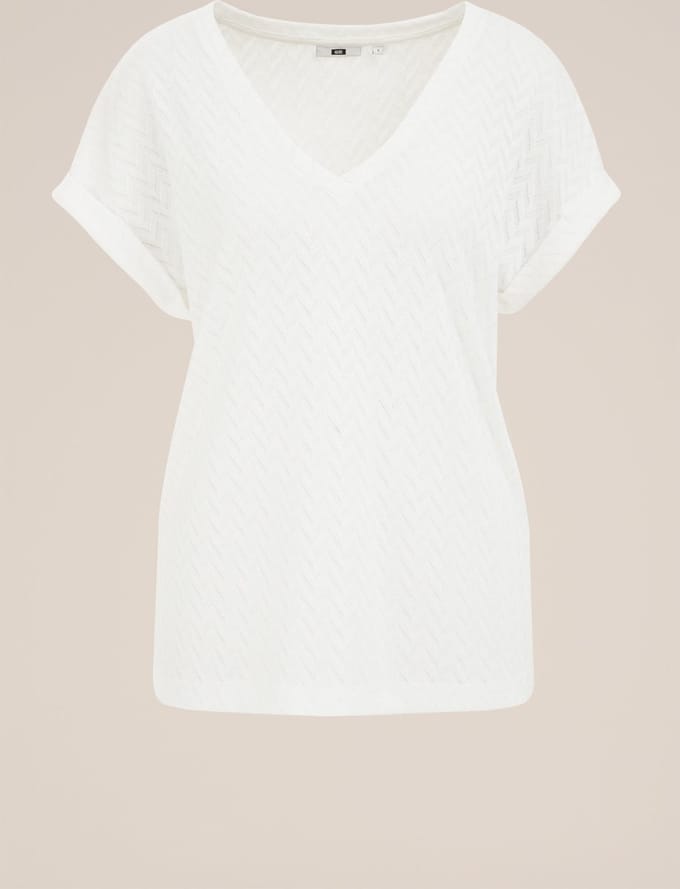 WE Fashion Dames T-shirt met opengewerkt dessin