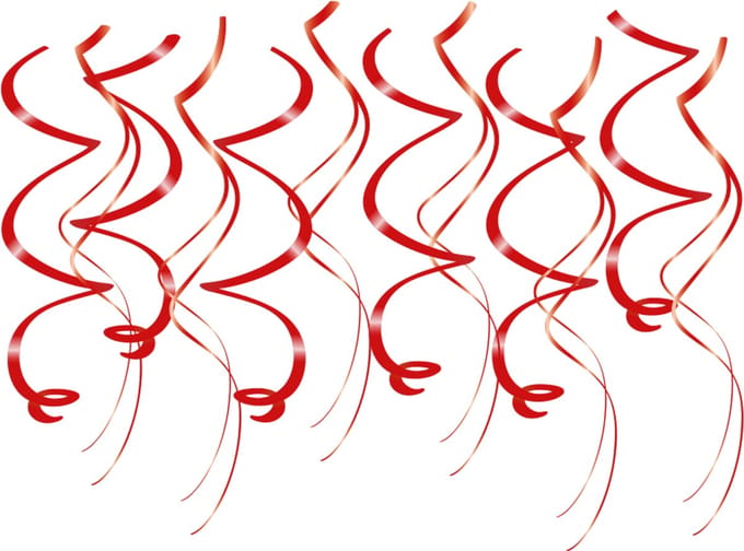 Swirl decorations | Slingers | Kleur: Rood | Lengte: 70cm | Inhoud: 12 stuks