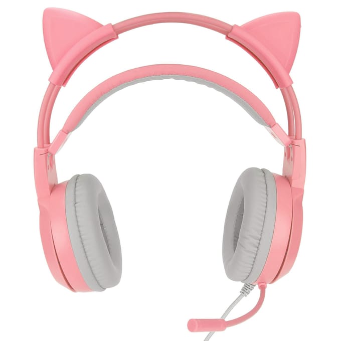SYG25 Kattenoren Gaming Headset USB+3.5mm Plug Gaming Koptelefoon Ondersteunt Volumeaanpassing Microfoon roze